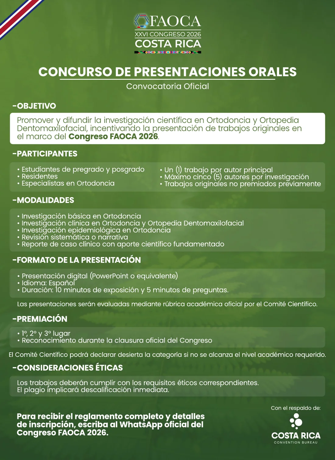 Convocatoria oficial del concurso de presentaciones orales FAOCA 2026