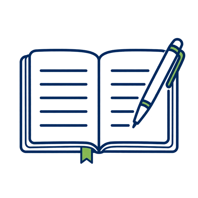 Ícono: cuaderno y lapicero