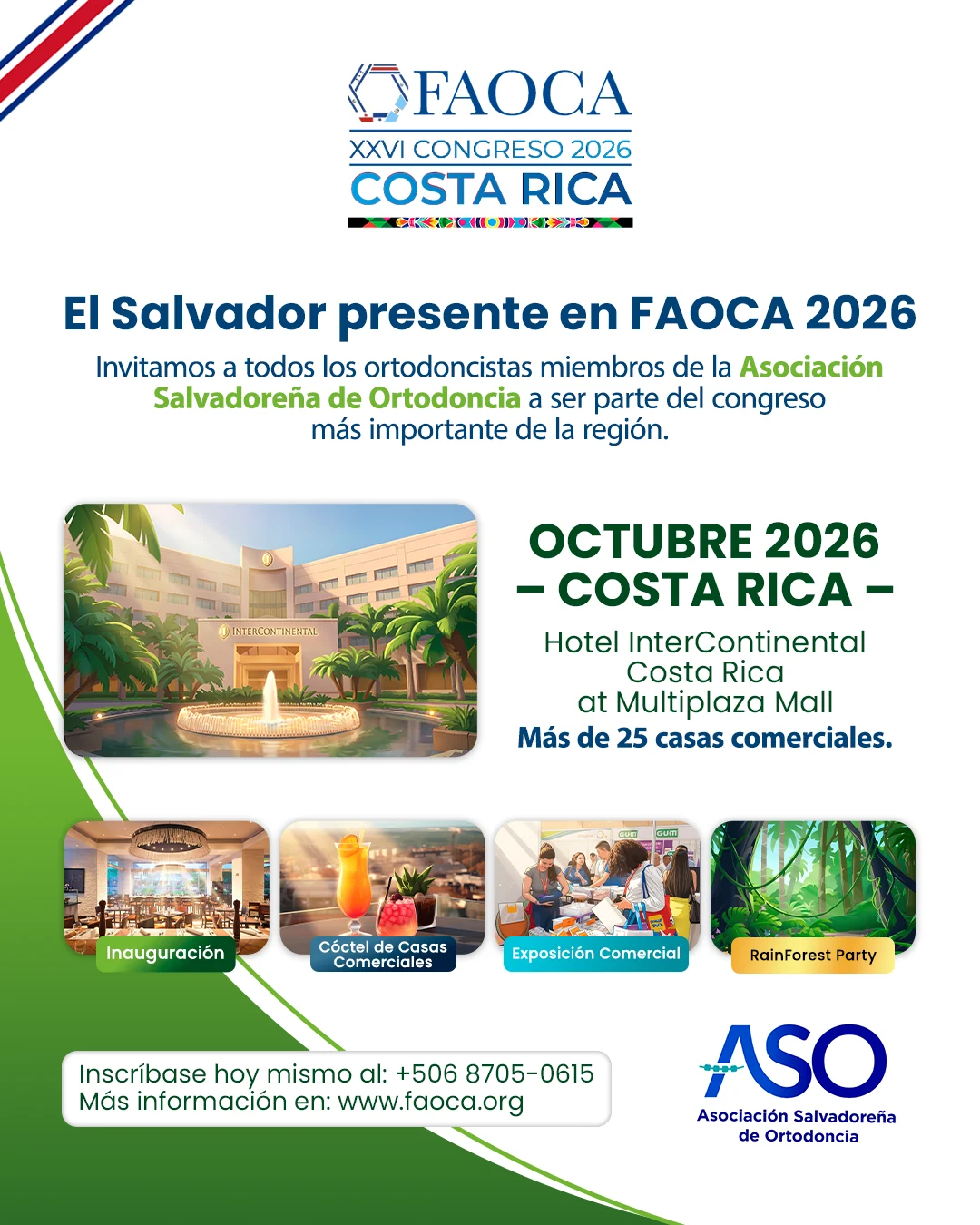 Invitación a los ortodoncistas de la Asociación Salvadoreña de Ortodoncia a FAOCA Costa Rica 2026