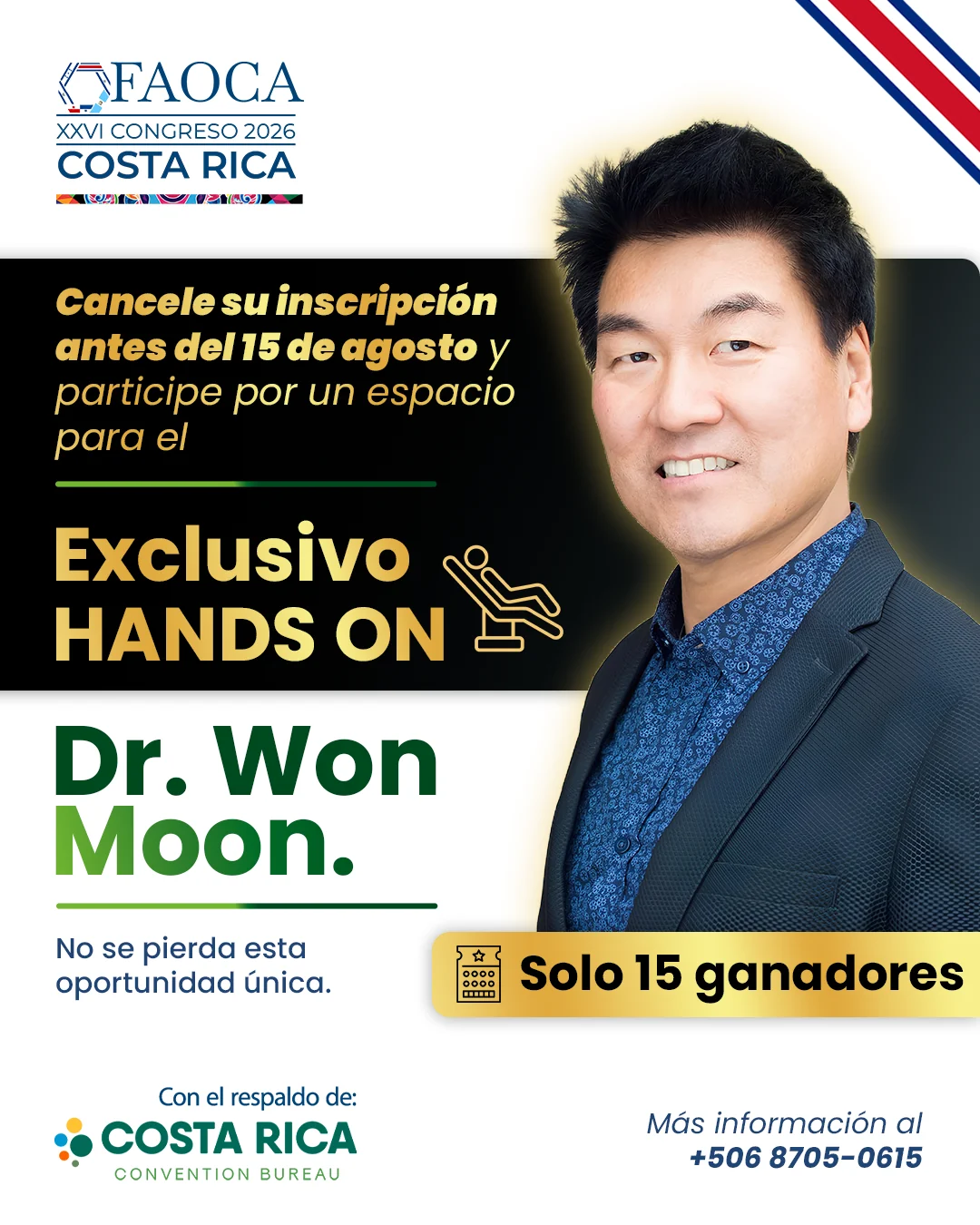 Publicación de FAOCA Costa Rica 2026: inscripción anticipada para participar por el hands on exclusivo con el Dr. Won Moon
