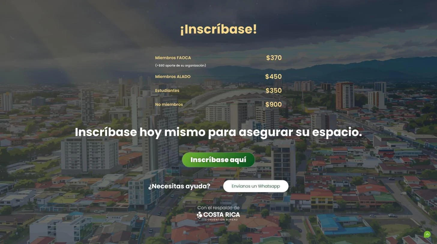 Inscripción y tarifas en faoca.org